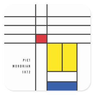 Mondrian II Minimalist De Stijl Modern Art Design Square Sticker