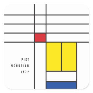 Mondrian II Minimalist De Stijl Modern Art Design Square Sticker