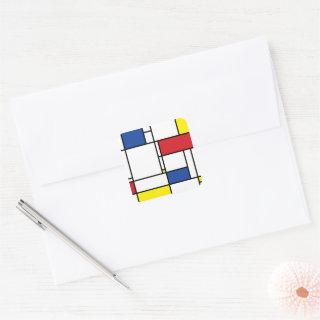 Mondrian Minimalist Geometric De Stijl Modern Art Square Sticker