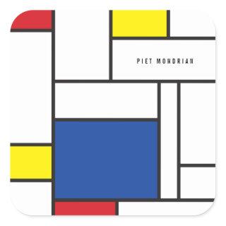 Mondrian Minimalist Geometric De Stijl Modern Art Square Sticker