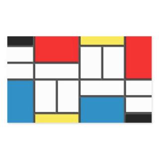 Mondrian Style Rectangular Sticker