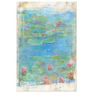 ** Monet Lily Pond Floral Vintage Decoupage AR23   Tissue Paper