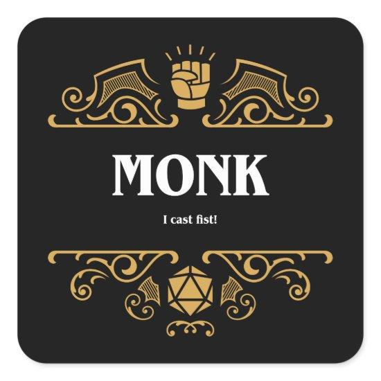 Monk Class Tabletop RPG Gaming Square Sticker