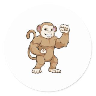 Monkey as Bodybuilder at Bodybuilding Classic Round Sticker