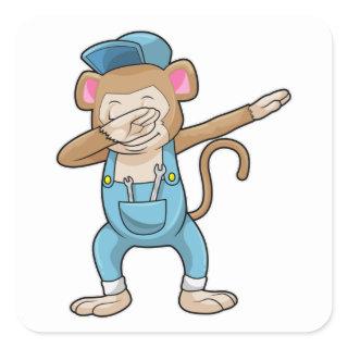Monkey as Mechanic at Hip Hop Dance Dab Square Sticker