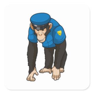 Monkey as Police officer with Uniform Square Sticker