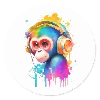 Monkey business classic round sticker