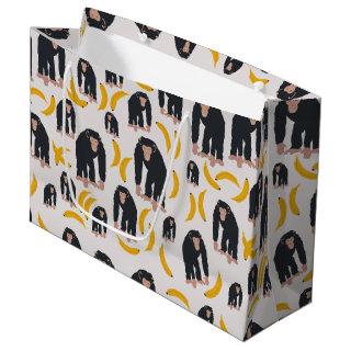 Monkey Chimpanzee & Banana Pattern Large Gift Bag