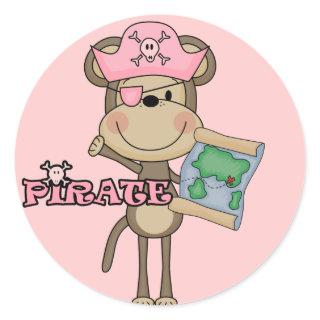 Monkey Girl Pirate Tshirts and Gifts Classic Round Sticker