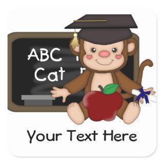 Monkey Graduation 1 (Customizable) Square Sticker