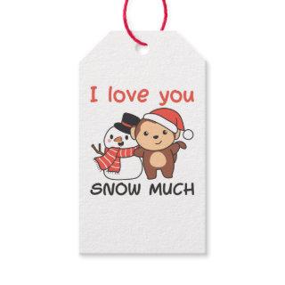 Monkey I Love You Snow Much Snowman Pun Gift Tags