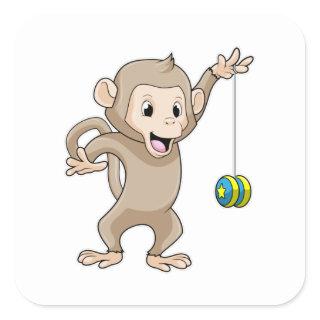 Monkey with Yo-yo Square Sticker