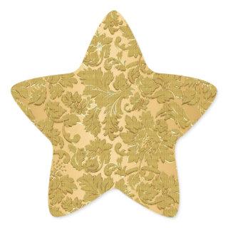 Monochromatic Gold Vintage Floral Damasks Star Sticker