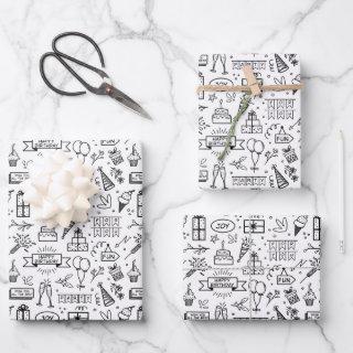 Monochrome Birthday Pattern  Sheets
