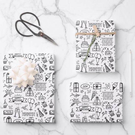 Monochrome Birthday Pattern  Sheets