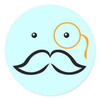 Monocle and Mustache Classic Round Sticker
