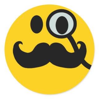 Monocle & Mustache Customizable backgrnd) Classic Round Sticker
