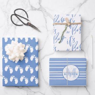 Monogram Baby Shower, Newborn Baby It's a Boy  Sheets