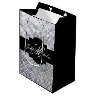 Monogram Black & Silver 25th Anniversary Medium Gift Bag
