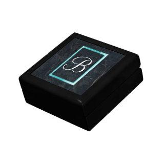 Monogram Black Stone Abstract Grunge Texture Jewelry Box