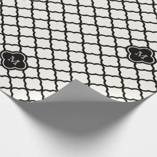 Monogram Black & White Quatrefoil Pattern Wedding