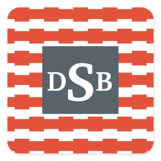 Monogram Boxstripe Pattern Square Sticker