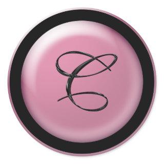 Monogram C Invitations Classic Round Sticker