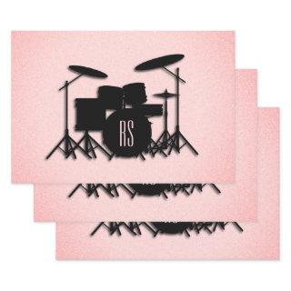 Monogram Drum Set Music Design Pink   Sheets