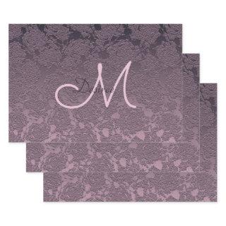 Monogram Elegant Lavender Mauve Purple Floral  Sheets
