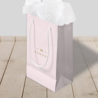 Monogram Elegant Minimal Blush Pink and Gold Small Gift Bag