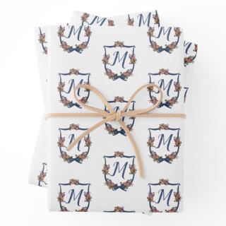 Monogram Floral Wedding Crest Personalized   Sheets