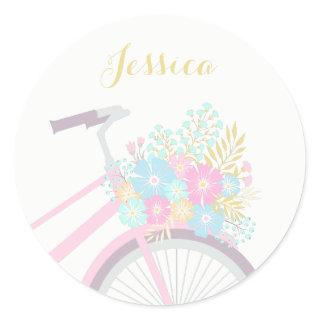 Monogram Flower Bicycle Cute Pastel Sticker