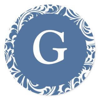 Monogram G Slate Blue Seals For Wedding Theme Mono