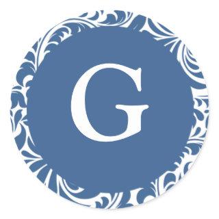 Monogram G Slate Blue Seals For Wedding Theme Mono