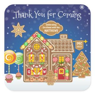 Monogram Gingerbread House Christmas Cookies Candy Square Sticker