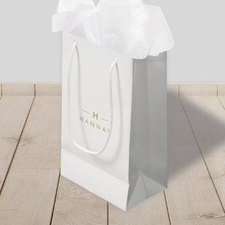 Monogram Gold Gray | Minimalist Elegant Modern Small Gift Bag