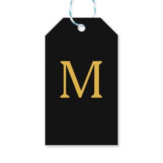 Monogram Initial Custom Name Gold Black Elegant  Gift Tags