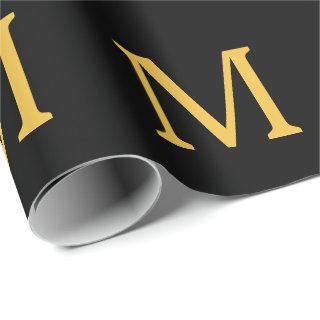 Monogram Initial Gold Black Custom Name Party