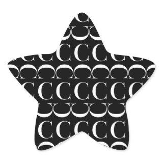 Monogram Initial Letter C Star Sticker