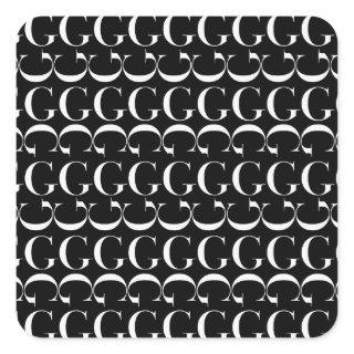 Monogram Initial Letter G Square Sticker