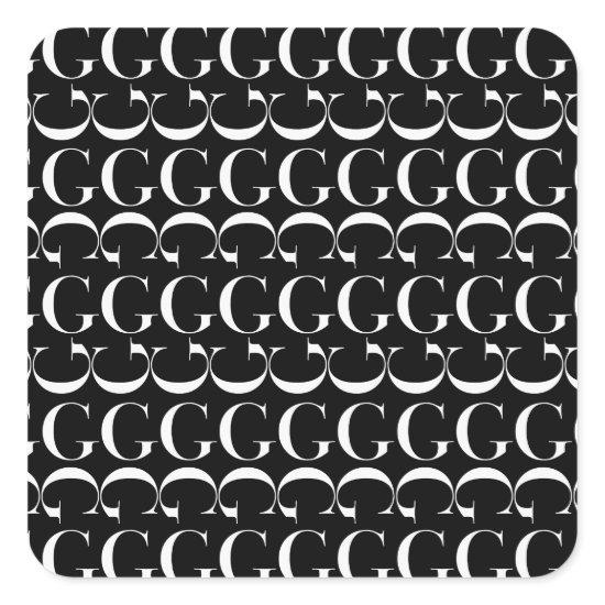 Monogram Initial Letter G Square Sticker