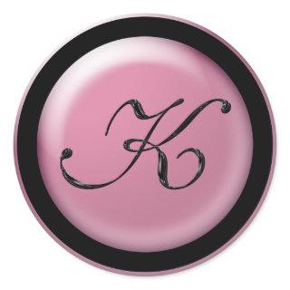 Monogram K Classic Round Sticker