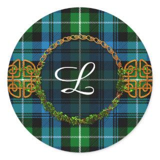 Monogram Lamont Tartan Classic Round Sticker