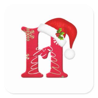 Monogram letter H, Santa hat Christmas  Sticker