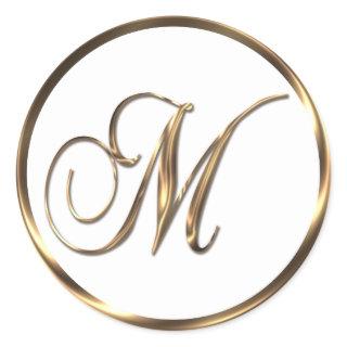 Monogram M Faux Bronze Classic Round Sticker