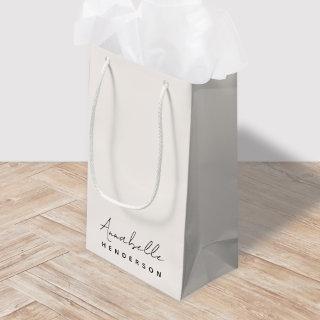 Monogram Neutral | Modern Minimalist Stylish Small Gift Bag