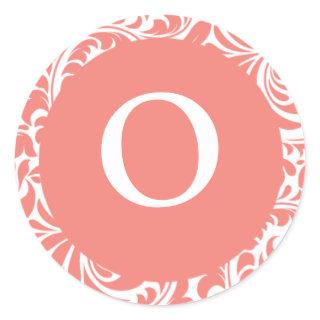 Monogram O Light Coral Customizable Wedding Monogr Classic Round Sticker