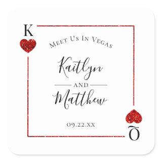 Monogram Playing Card Wedding Save The Date Square Sticker