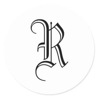 Monogram R Sticker Black White Old English