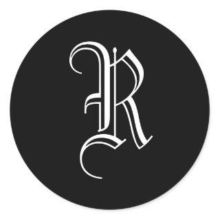 Monogram R Sticker Old English Style Black White